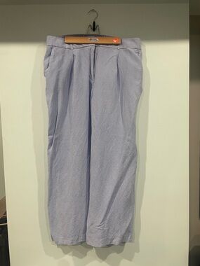 LOFT Light Blue women’s Pleated Wide-Leg linen Pants